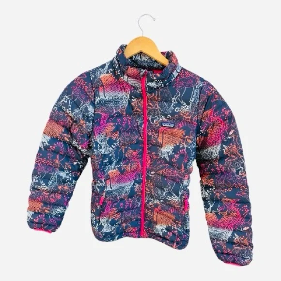 Patagonia Girls' Down Sweater Puffer XXL 16/18 Woodland Animal Print
